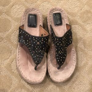 Clarks studded flip flops